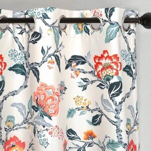 Floral Patterned Curtain with Grommets